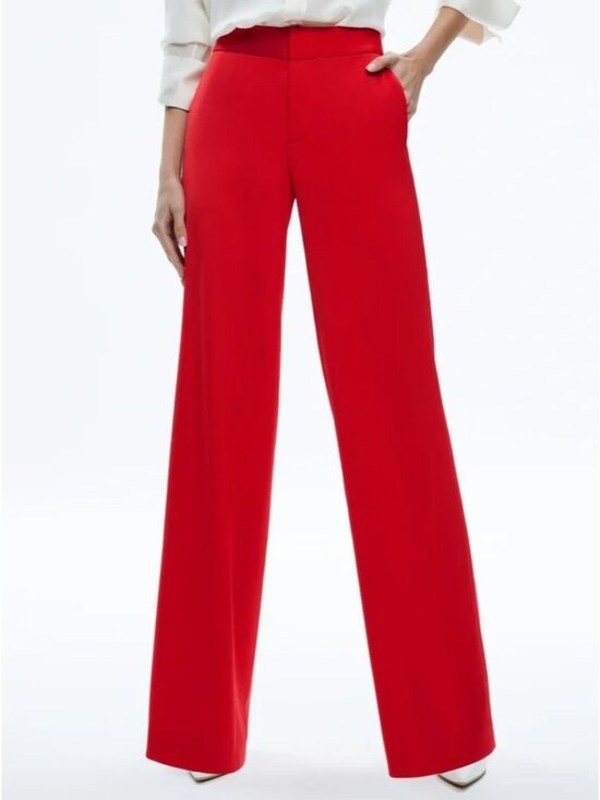 Alice + Olivia Pants - Alice + Olivia Calvin Bright Ruby High Waist Wide Leg Pants 8